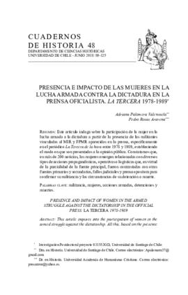 Presencia e impacto de las mujeres en la lucha armada contra la dictadura en la prensa oficialist...