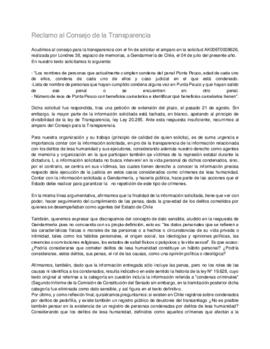 Reclamo de Londres 38 ante el Consejo para la Transparencia por respuesta parcial de Gendarmería ...