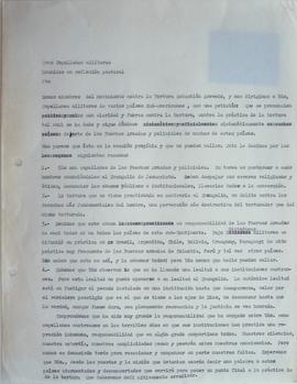 Borrador de carta dirigida a los Capellanes militares